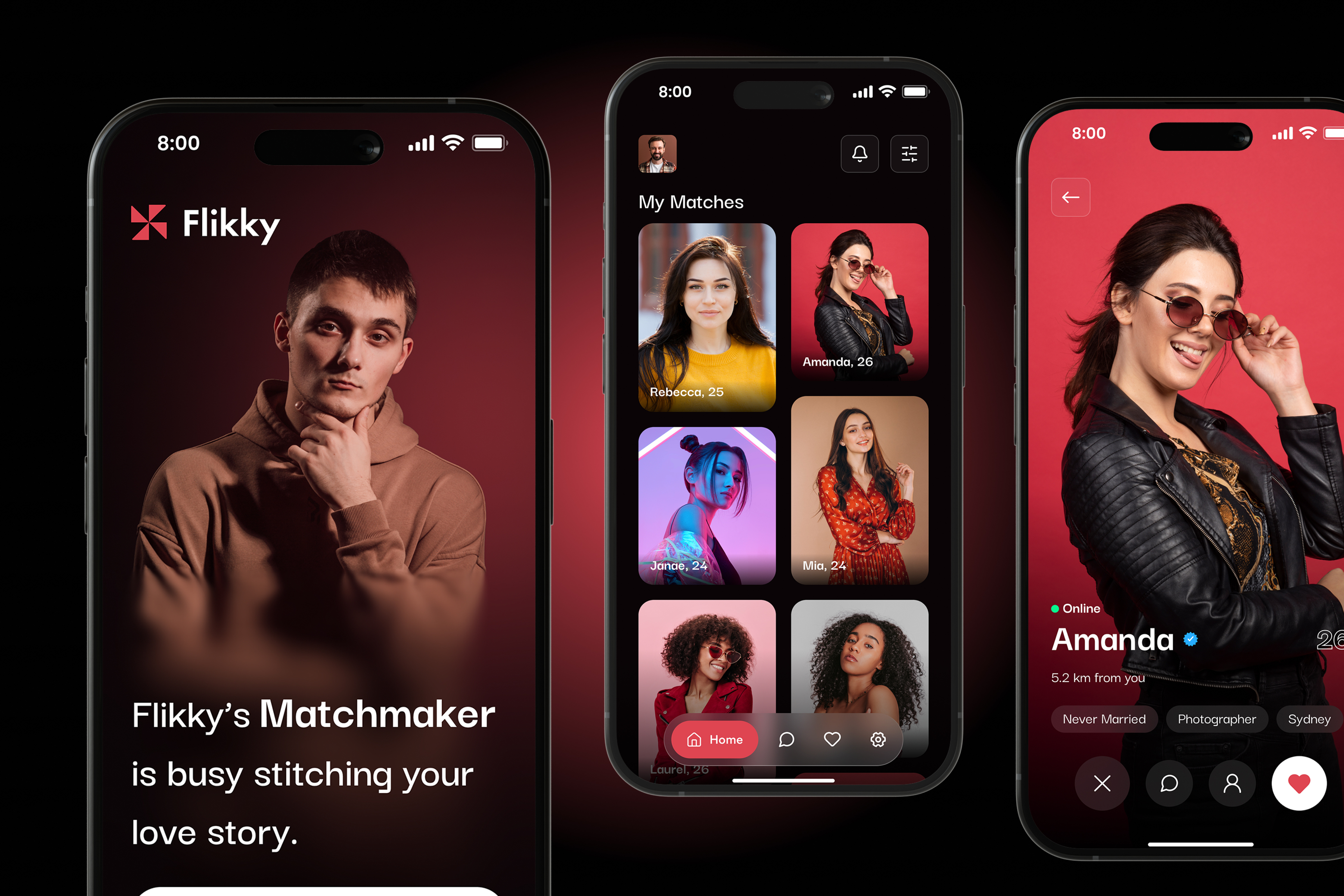 Flikky - Dating App Design Concept adult dating app design chat chatting chatting app date dating dating app dating app design dating logo love match messenger mobile app mobile design online dating profile social media social media app tinder