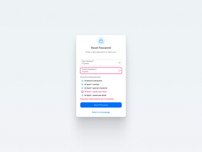 Reset Password ui
