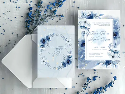 White Shimmery Floral Themed Wedding Invitation: Moonlit Memorie online and printed invitations