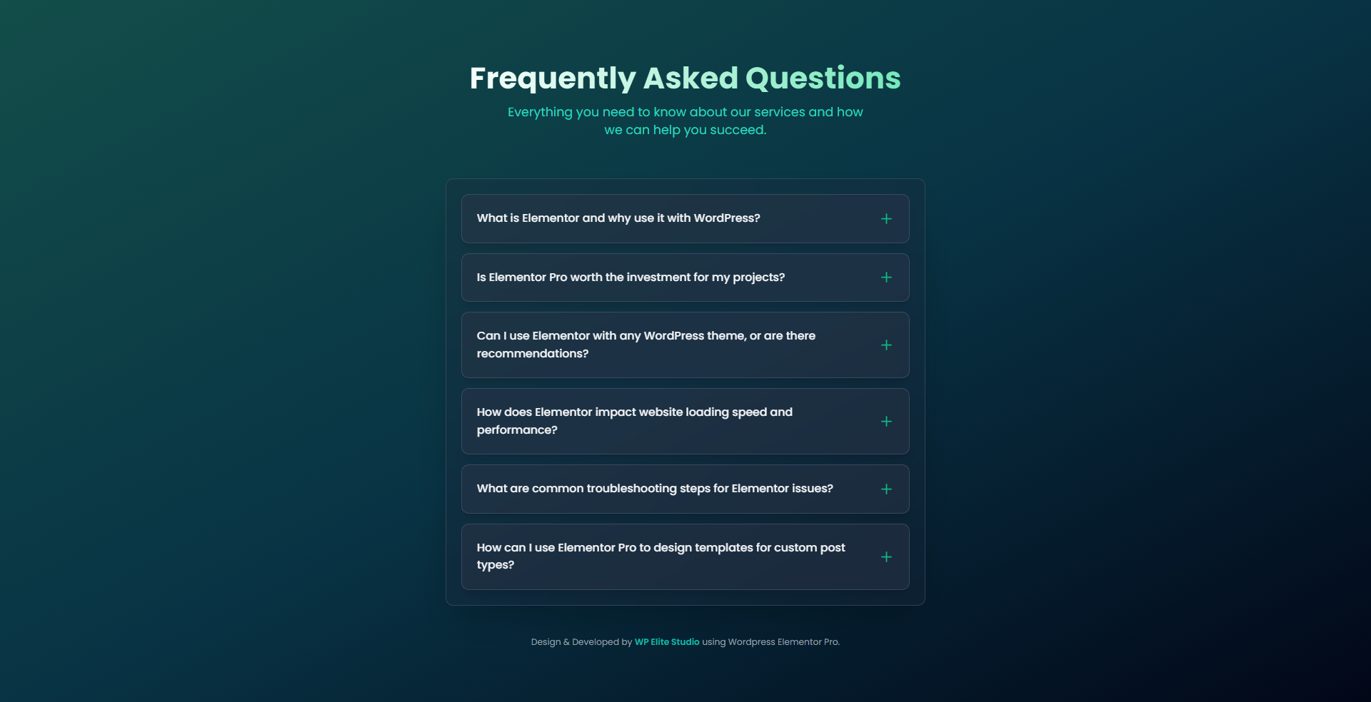 Example of Design & Build Web Component (Elementor)