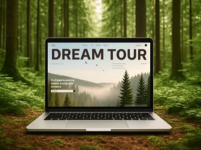 Landing page for travel agency green colors landing page nature travel tour ui design uiux design web design