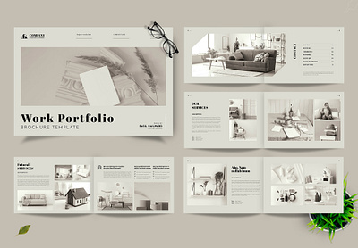 Elegant Minimal Work Portfolio Brochure Template promotional brochure