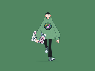 No More - album cover art album beatpad boy character colorful cover fashion flowers hoodie illustration man music musician producer song style walk walking