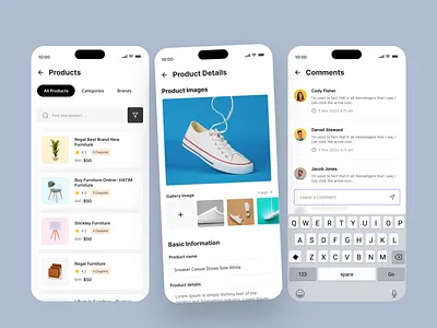 Product Service - Cloud Mobile App admin app comments gallary graphic design images latest list mobile multivendor product search services shoe table trend ui ux