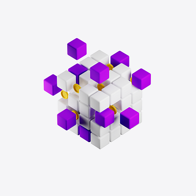 WEB 3.0 Bloсks 3d block blockchain coin purple