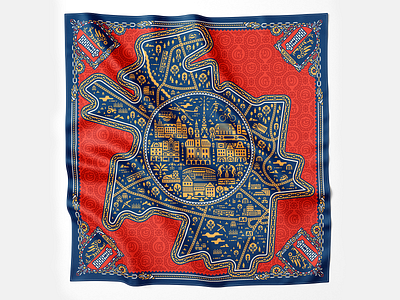 Gliwice pocket square clothing fashion gliwice illustration map pocket square scarf silk