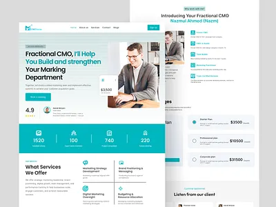Fractional CMO Landing Page businesswebsite cleandesign cmo consultantwebsite conversiondesign design homepage landing page marketingwebsite responsivedesign saasdesign ui ui of website uiux ux website