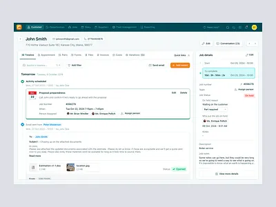 Commusoft – Customer Profile & Timeline Overview company customer profile customer timeline dashboard field management software field service management job marketing product design saas saas design timeline ui ux web app web design