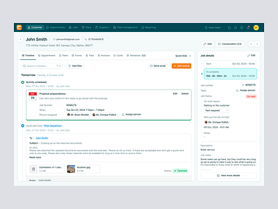 Commusoft – Customer Profile & Timeline Overview company customer profile customer timeline dashboard field management software field service management job marketing product design saas saas design timeline ui ux web app web design