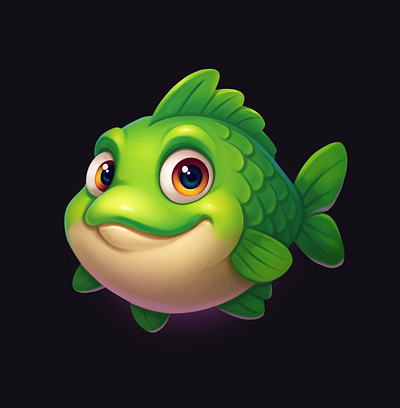 Smiling fish 2d illustration adobe photoshop art cartoon casual game art character fish game art game object graphic design illustration slot elements slot game
