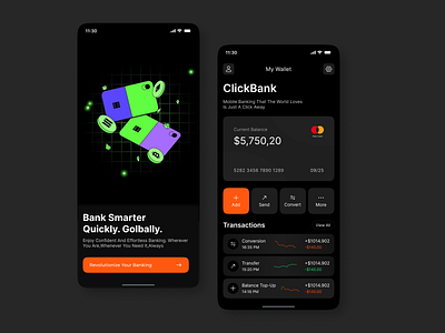 Fintech mobile app bankingapp cleanui cryptoapp darkmodeui financeapp financeui fintechapp fintechdesign mobilebanking walletapp