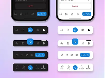 Navbar - Navigation Bar Apps app apps bar bottom nav bottom navigation clean darkmode lightmode menu minimalist mobile nav nav bar navbar navigation navigative tab bar tabs ui ux