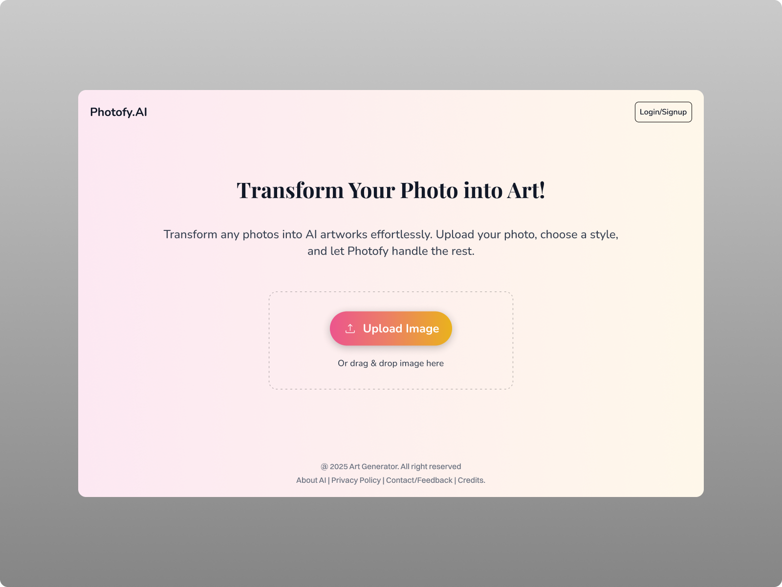 AI Photo Transformation Website ai animation branding logo motion graphics productdesign uidesign webdesign website