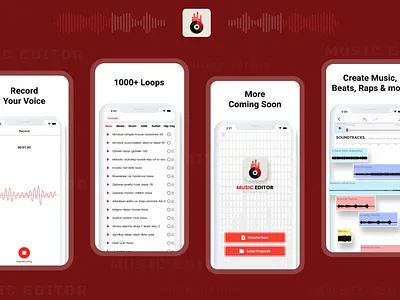 Music Editor Mobile Application 3d animation app branding design graphic design illustration logo motion graphics typography ui ux vector