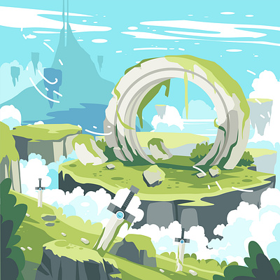 Magical Landscape in Fantasy World fantasy fantasy world illustration island sky landscape magical vector