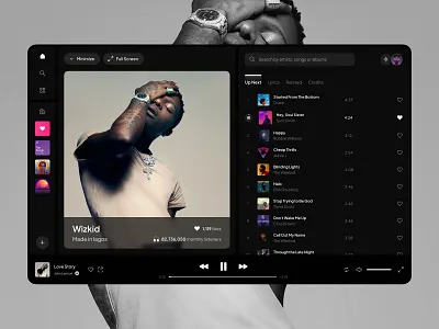 Music Web App - Player Page clean dashboard design music app player page ui ui design user interface ux ux design web