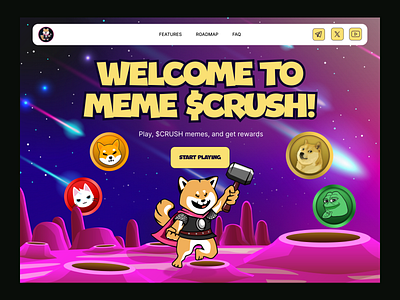 Crush - crypto meme mem token animation branding crypto funny website graphic design meme meme coin meme coin design meme coin landing page meme coin website meme landing page meme token meme token design memecoin memecoin website ui web design