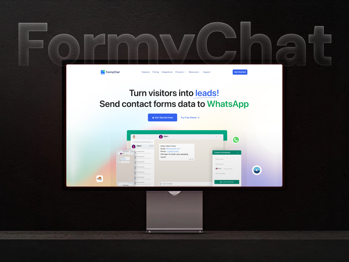 Website for a WordPress plugin ✦ FormyChat clean graphic design interface landing page modern product service ui ux web website whatsapp wordpress
