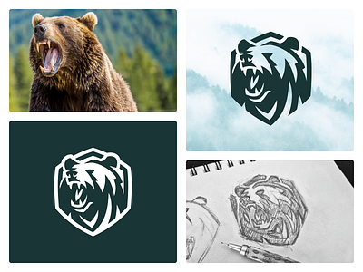 Roaring Bear aggressive animal logo bear bear logo brown bear charging bear fitness grizzly gym process sketch sports
