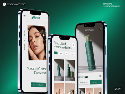 Herbal | Skincare App UI app design beauty app design inspiration figma light theme mobile app product design skincare skincare app ui ui design user interface ux ux design wellness app
