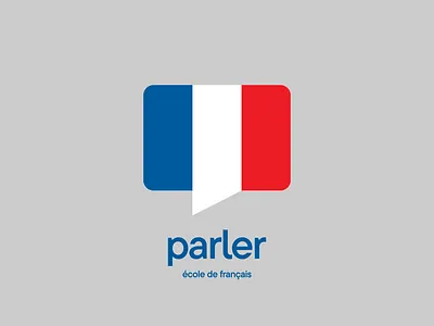 Parler - School of French bubble flag france language logo minimal speech talk