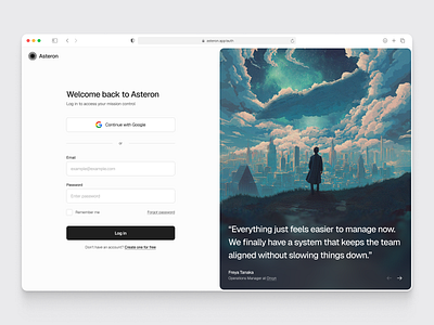 Login page concept for a productivity platform cta ghibli landing page login modern noise texture progressive blur saas sign up ui uiux userexperience webdesign
