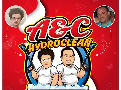 Cartoon Power Washing Logo for A&CHydroclean – by Cartoon LogoX cartoon logox designs character logo hydro clean logo