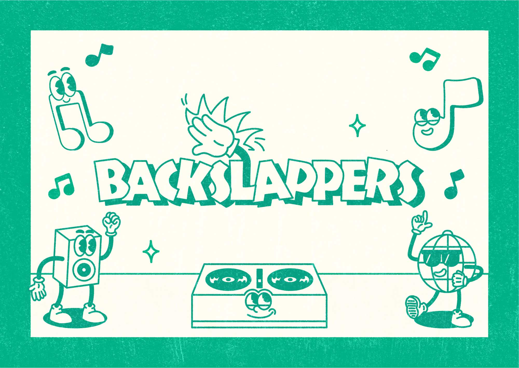 Backslapper - Music Event Branding branding cartoon design disco graphic design illustration design logo design music music branding music design music event newcastle newcastle design north east tynemouth