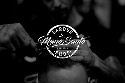 Mano Santo lettering and typography emblem barbershop logo barber logo barbershop barbershop logo branding design graphics design illustration lettering logo logo logodesigner logos logotype saloon logo typograpgy logo wordmark logo