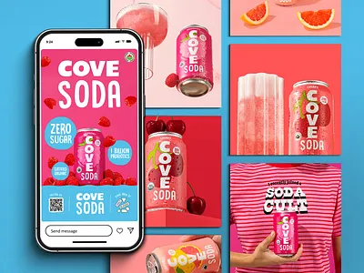 Social Media Design for Soda Brand beverage cherry colorful food fresh fruit fun ig instagram meta social media soda