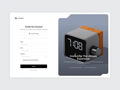 Laypress | Login page figma framer landingpage login responsive signup ui ux web