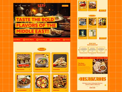 ZEST: Middle Eastern Restaurant Website arabian branding cafe colorful culinary food menu muslim orange red restaurant ui webdesign website yellow