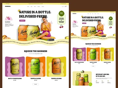 Freshoria Shopify Website Design app beverage website branding clean cocktails e commerce food and drink healthy drink healthy juice homepage landing shopify shopify designer shopify store store