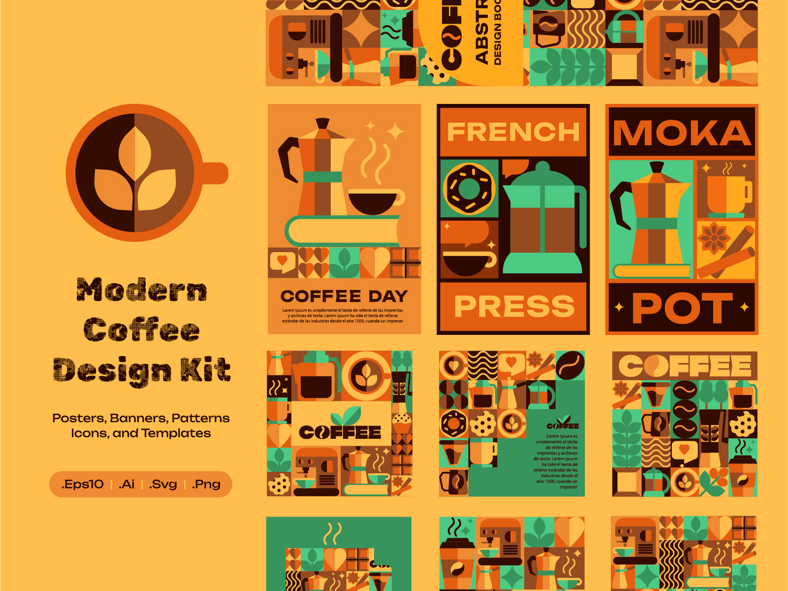 Coffee Art. Geometry Abstract Design abstract branding coffee design flat geometric graphic design hot drink illustration logo modern pattern vector