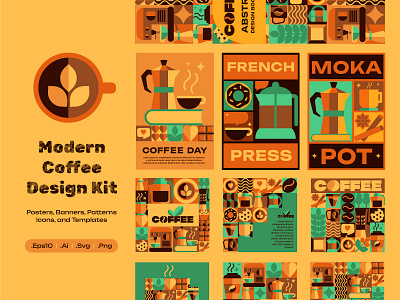 Coffee Art. Geometry Abstract Design abstract branding coffee design flat geometric graphic design hot drink illustration logo modern pattern vector