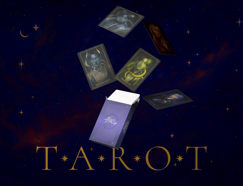 Stray Kids as Tarot Cards: A Fanmade Arcana ai album astrology branding design graphic design illustration k pop kpop stray kids tarot ui