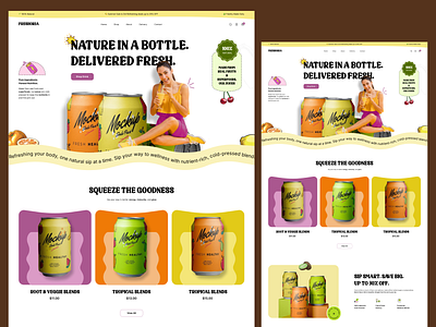 Freshoria – Shopify Website Design branding energy food and drink healthy drink homepage landing page landingpage modern shopify shopify designer shopify store startup summer drink ui