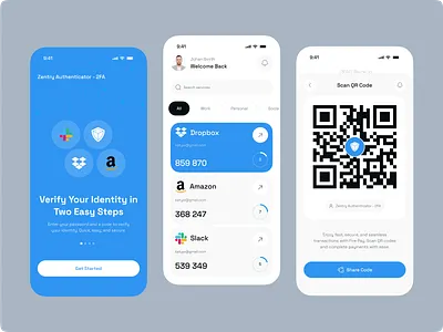 Authenticator Mobile App - 2FA 2 factor 2 step verification 2fa administration authentication method authenticator app code input login minimal mobile app mobileappdesign multi factor authentication otpapp privacydesign product design qr code saas security twofactorauth ui design