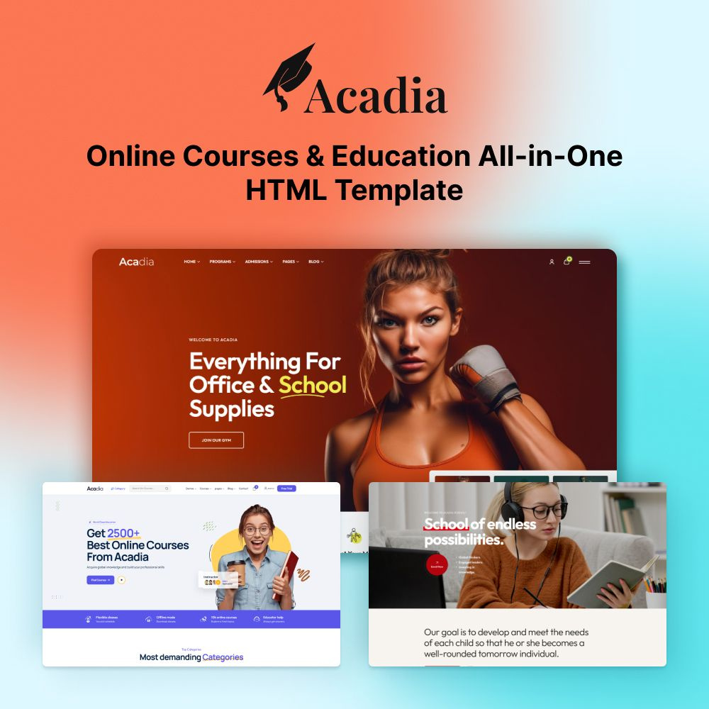 Acadia – Online Courses & Education Template agency app landing business corporate digital marketing marketing saas theme seo startup theme