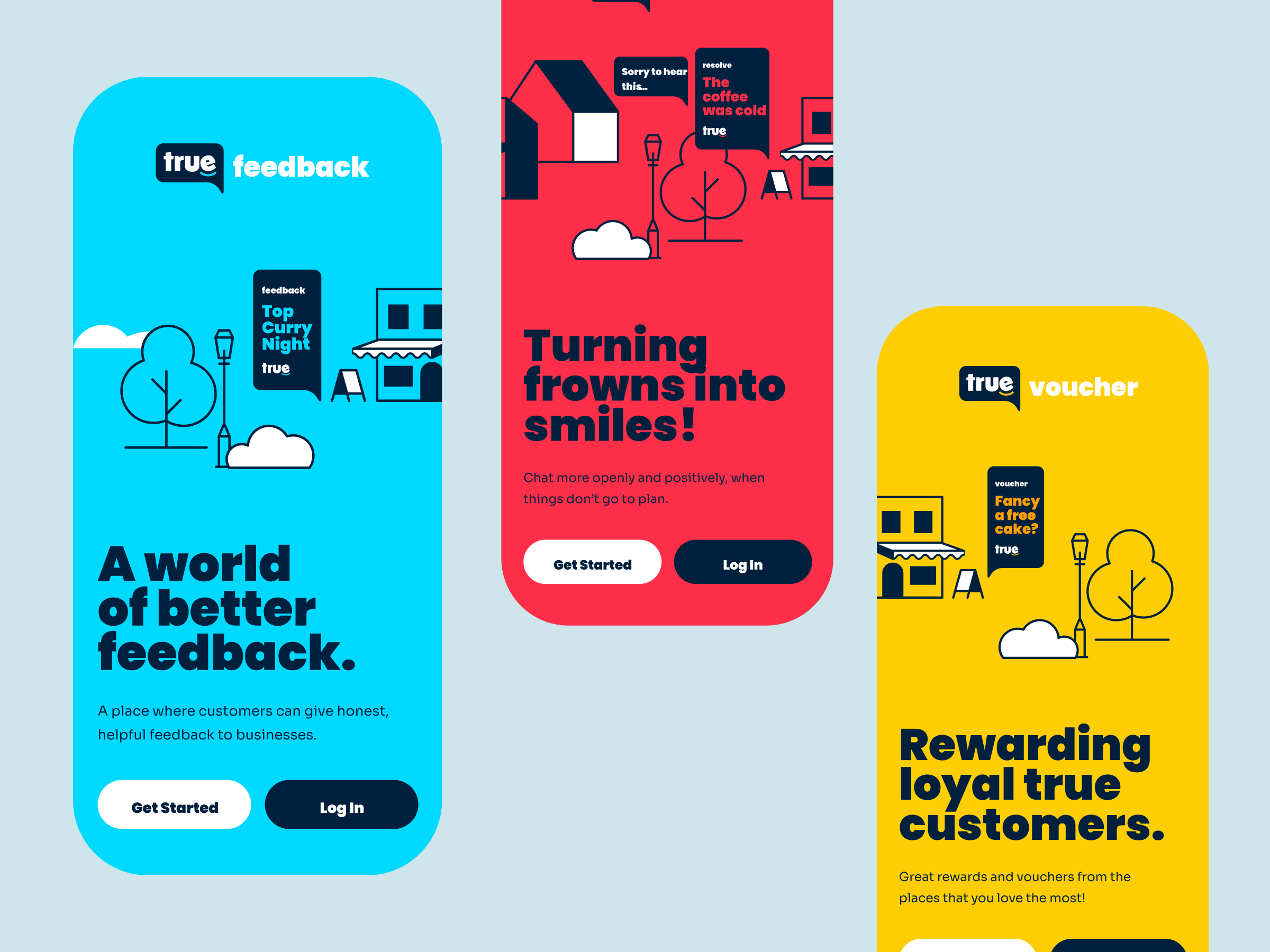 TRUE – Social app for leaving and sharing feedbacks branding bright design experience illustration iphone light logo modern simple sketch ui ux