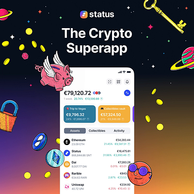 Status — The Crypto Superapp animation app branding graphic design mobile motion graphics ui web3