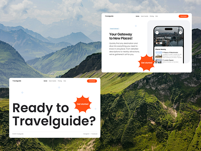 Landing Page for Travel Mobile Application app guide landing landingpage mobile mobileapp travel ui website