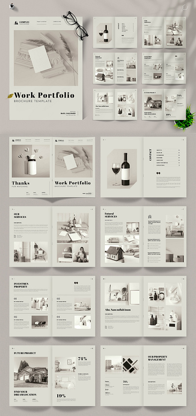 Minimal Work Portfolio Brochure Template brochure spreads