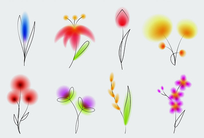 Botanical art blur elements flower gradient illustration minimal nature plant shape silhouette spring summer vector