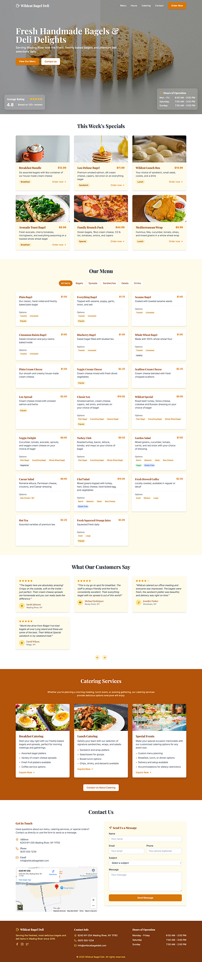 Bagel shop Website bagel shop business website company website design development small business website smb smb website ui uiux web design web development website