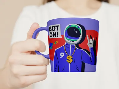 Hot Coffee Cup coffee coffeecup dollar dollarsign merch mug robot scifi