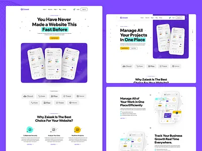 Zaiask - SAAS Landing Page animation branding design inspiration landing page minimal design modern saas design no code saas website saas design saas landing page saas template saas website design tech startup website ui design uiux for saas ux design web design webflow webflow saas template webflow startup template webflow template