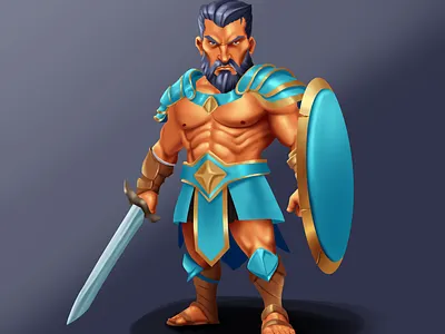 2d Stylized gladiator 2dgame artwork character art drawing game design graphic design illustration