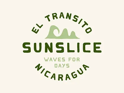 Sunslice Surf House Branding Logo + Merch Graphic badge branding custom font font hand drawn illustration logo merch merch graphic ocean surf surfing typography vector vintage waves