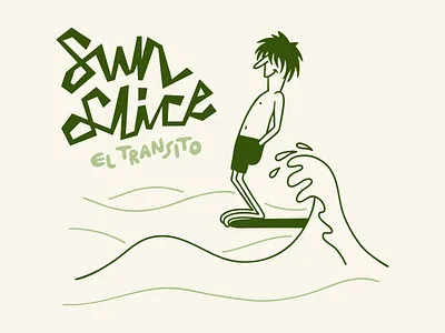 Sunslice Surf House Branding Illustration Merch Design + Logo branding custom font font hangten illustration longboard merch ocean surf surfer surfing typography vector vintage waves